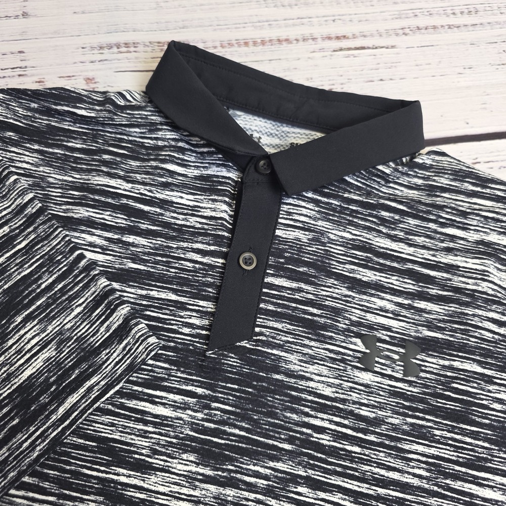 Under Armour Shirt Iso Chill Polo Mens‎ Small Loose Golf Performance Black White